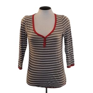 Banana Republic Brown Red Striped Blouse S